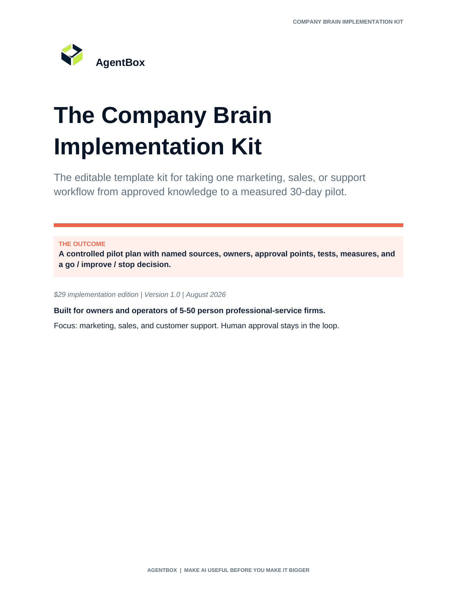 Cover of The Company Brain Implementation Kit